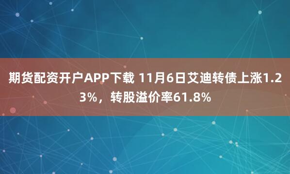 期货配资开户APP下载 11月6日艾迪转债上涨1.23%，转股溢价率61.8%